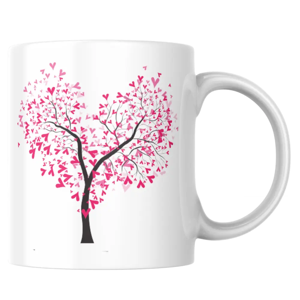 Mug amour – Arbre en forme de cœur rose – Tasse romantique en céramique – Instant Mugs - Mug
