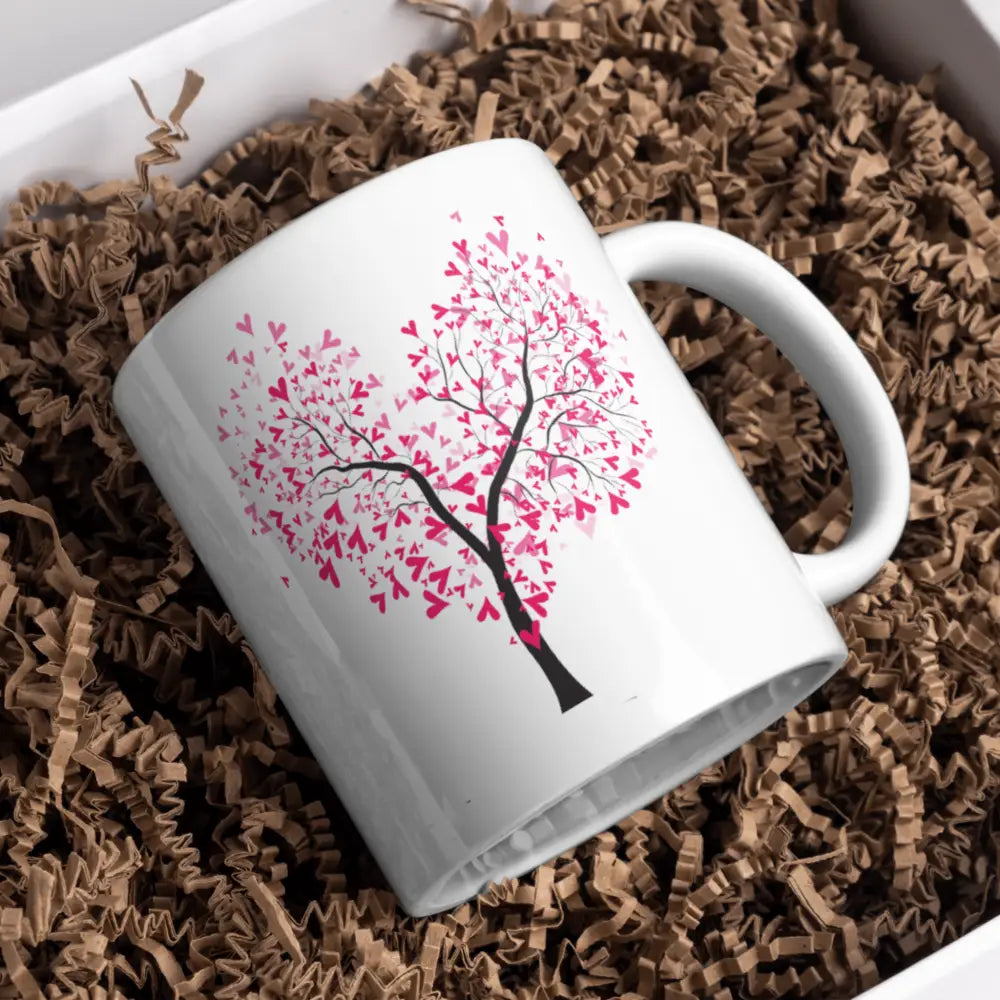 Mug amour – Arbre en forme de cœur rose – Tasse romantique en céramique – Instant Mugs - Mug