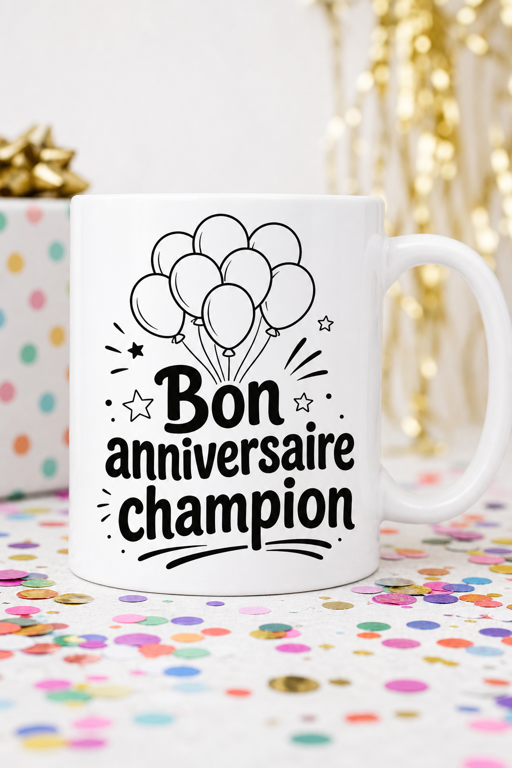 Mug Anniversaire Ballons — mug personnalisé en céramique