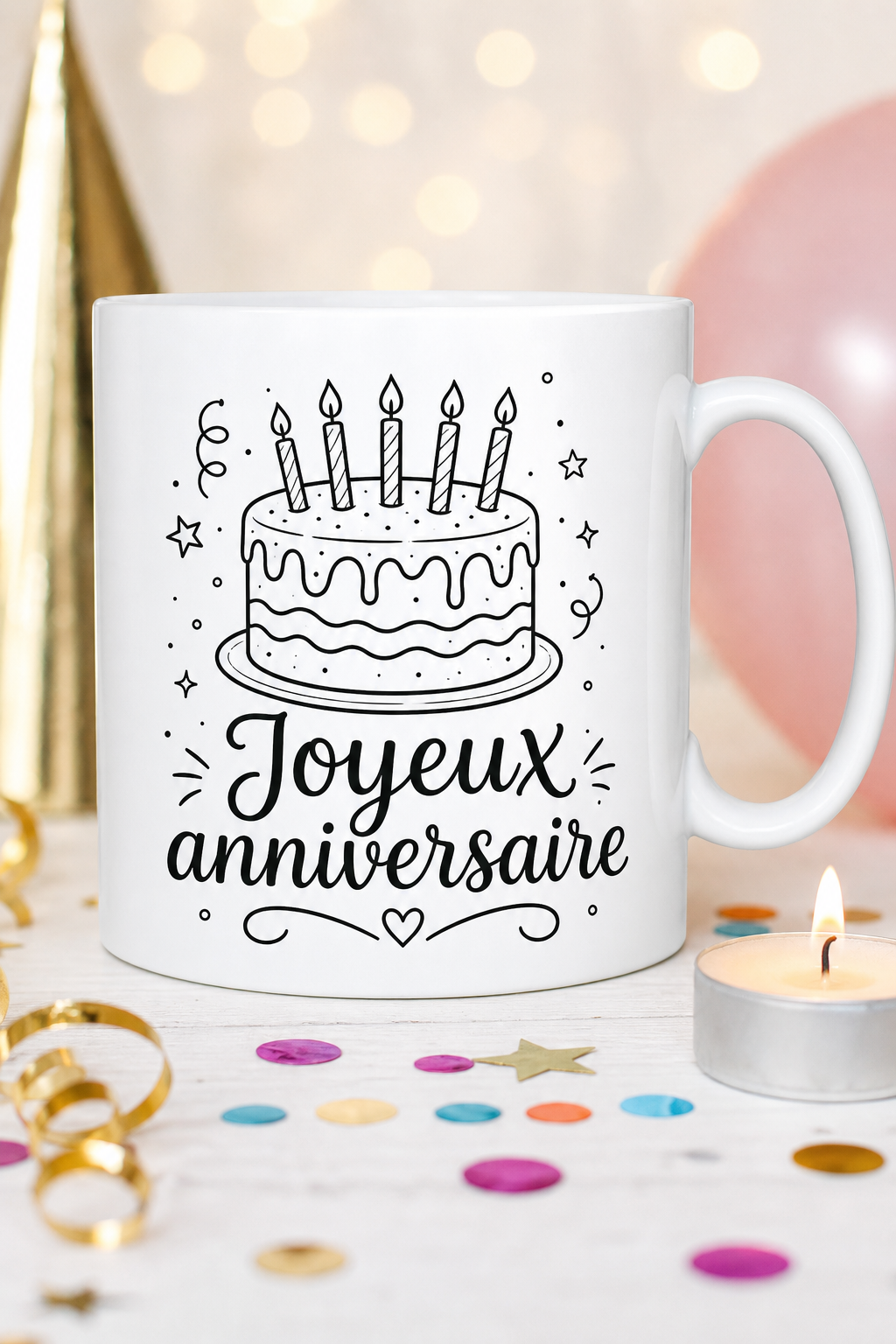 Mug Anniversaire Gateau — mug personnalisé en céramique