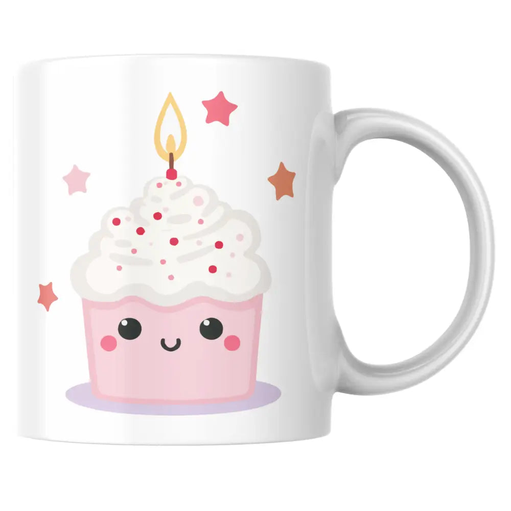 Mug anniversaire kawaii – Cupcake mignon avec bougie