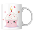 Mug anniversaire kawaii – Cupcake mignon avec bougie – Instant Mugs - Mug