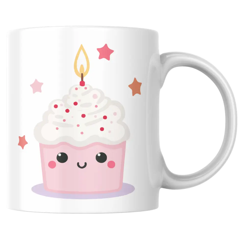 Mug anniversaire kawaii – Cupcake mignon avec bougie – Instant Mugs - Mug