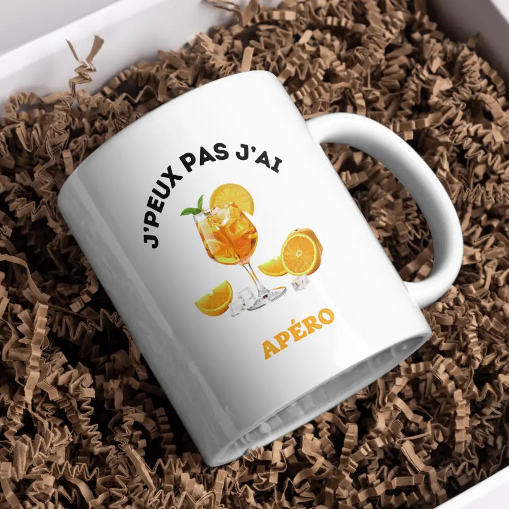Tasse J'peux pas j'ai Apéro vue de face — mug cadeau humour céramique 330 ml artisanal