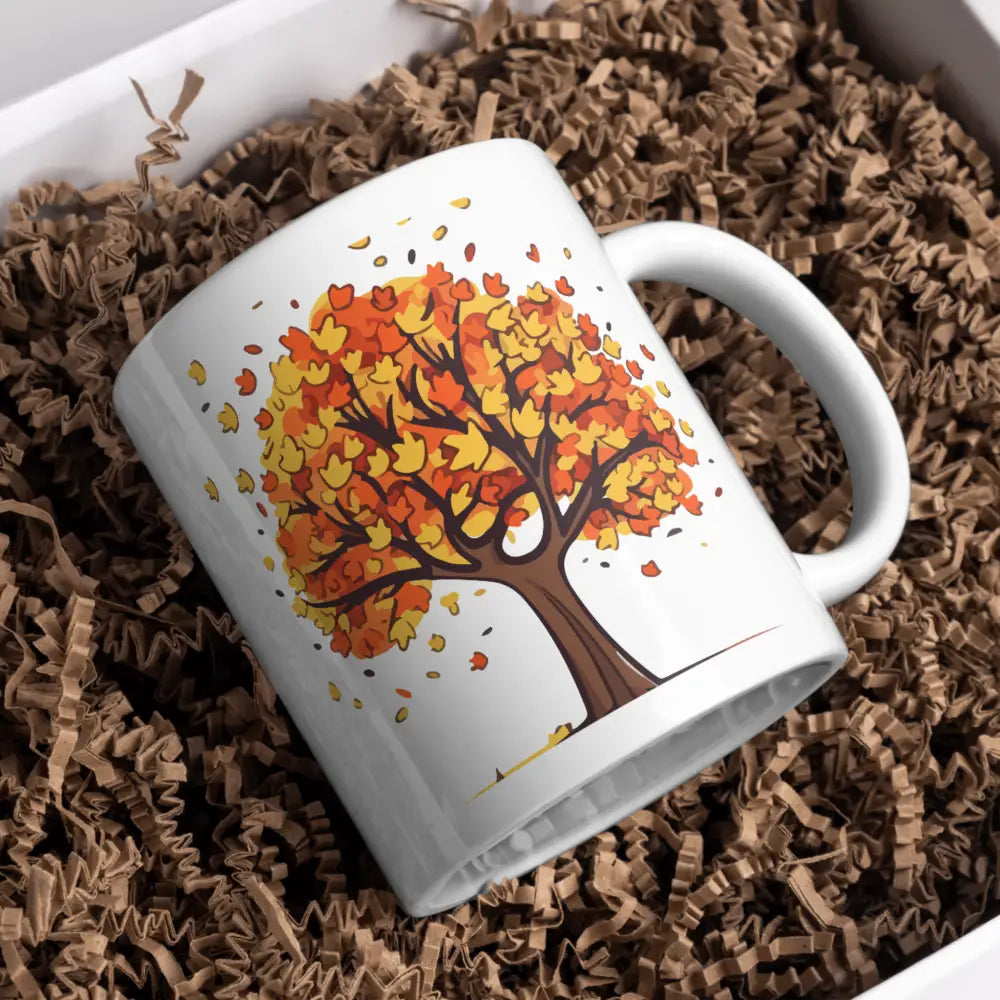 Tasse automne vue de face — mug saisonnier céramique 330 ml nord de France
