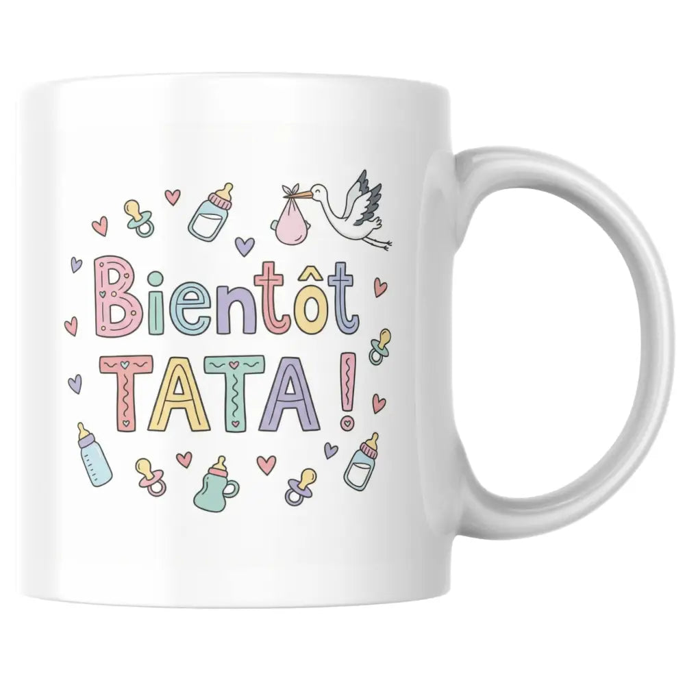Mug céramique annonce grossesse — mug bientôt tata - tasse cadeau annonce grossesse, artisanal Made in France