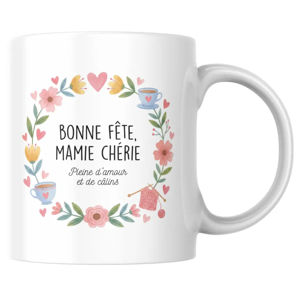 Mug Bonne Fête Mamie Chérie - Tasse cadeau fleurie — mug personnalisé en céramique