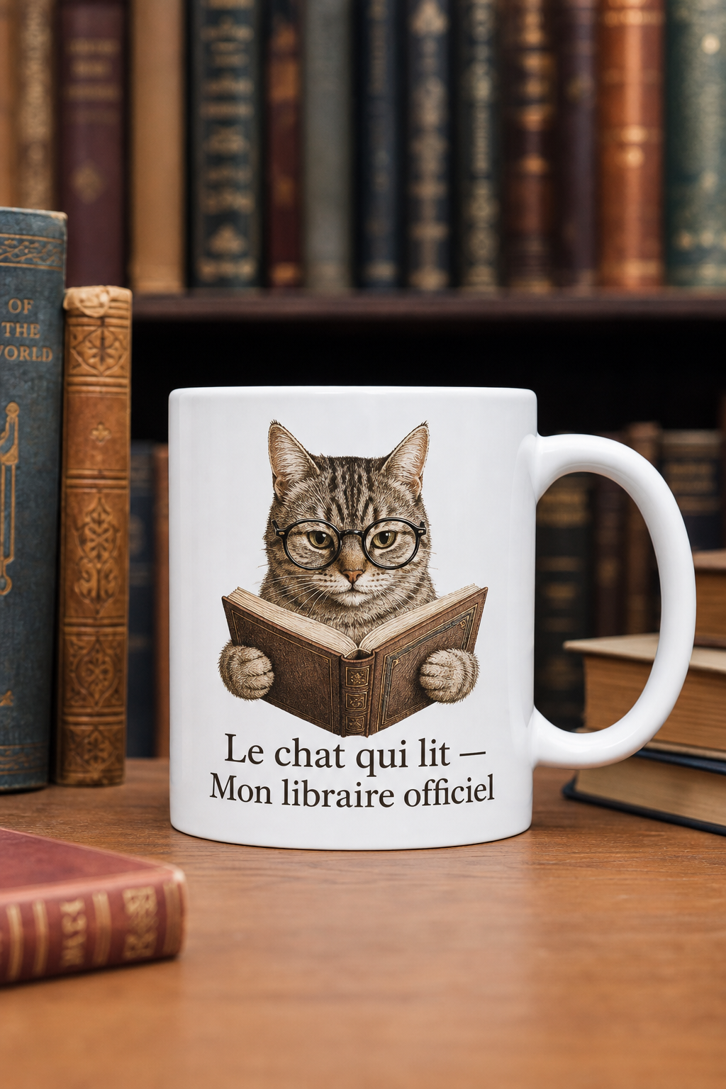 Mug Chat Bibliothécaire — mug personnalisé en céramique