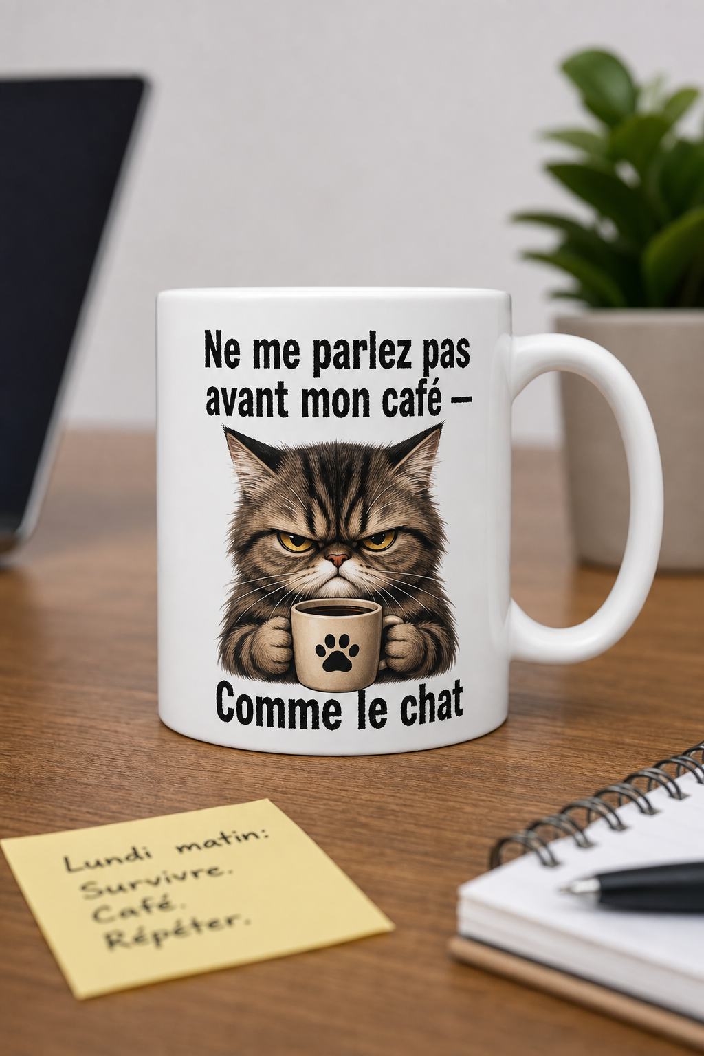 Mug Chat en Mode Grognon — mug personnalisé en céramique