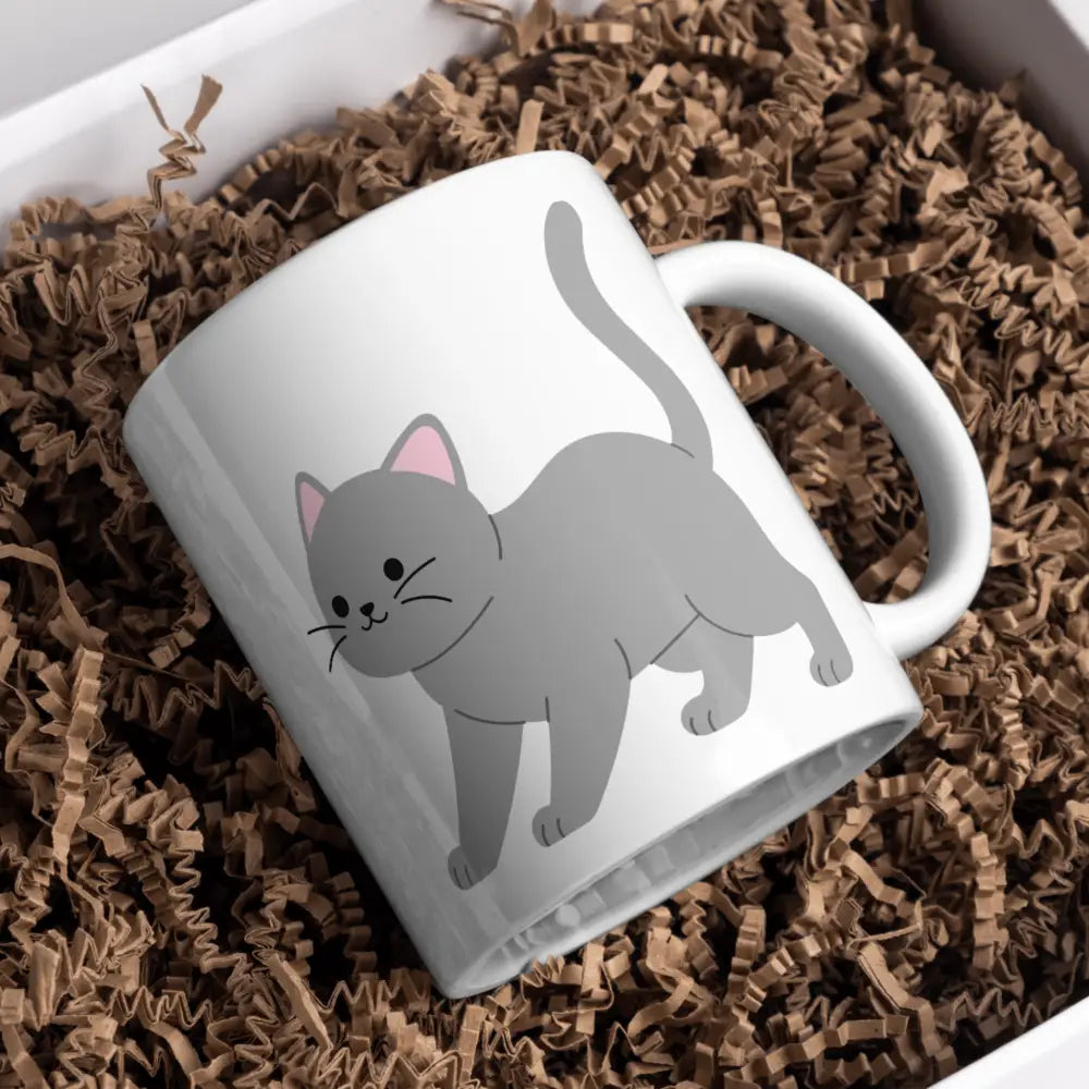 Mug chat gris – tasse en céramique kawaii personnalisable – Instant Mugs - Mug