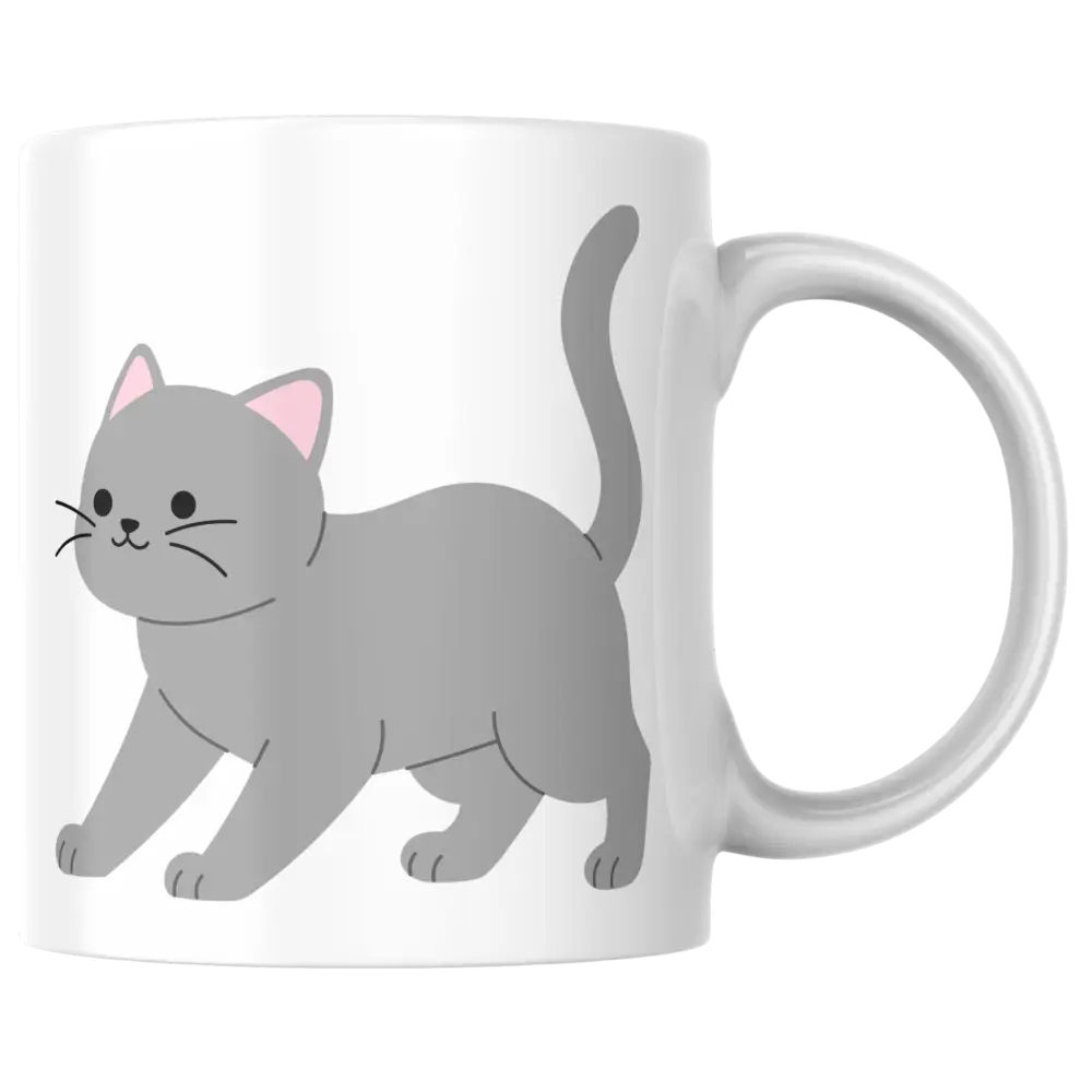 Mug chat gris – tasse en céramique kawaii personnalisable – Instant Mugs - Mug