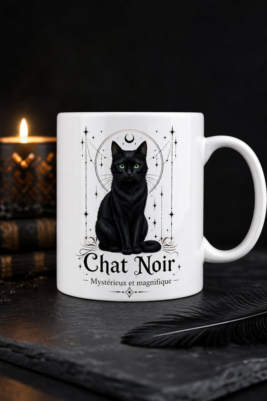 Mug Chat Noir Mystère — mug personnalisé en céramique