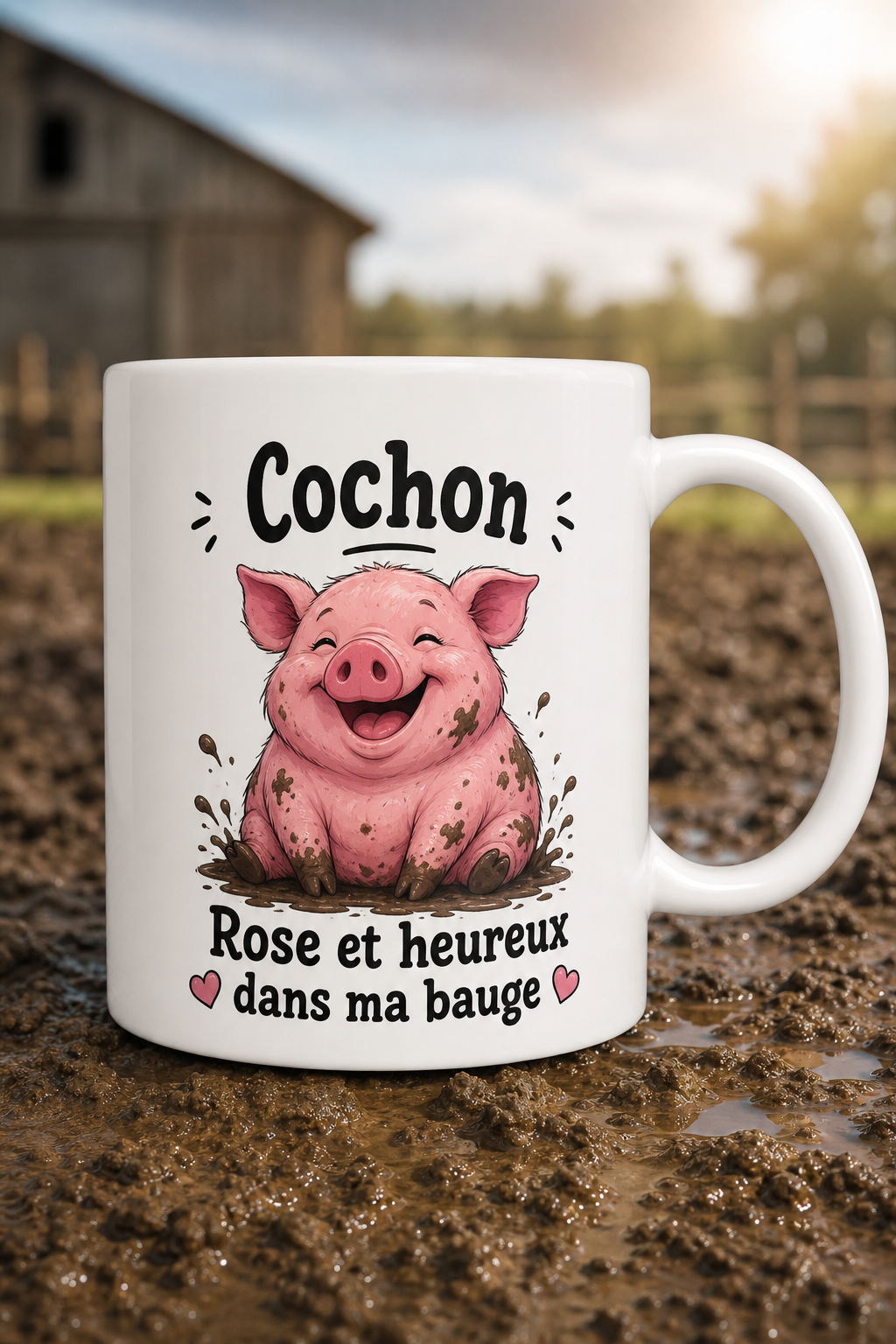 Mug Cochon Rose — mug personnalisé en céramique