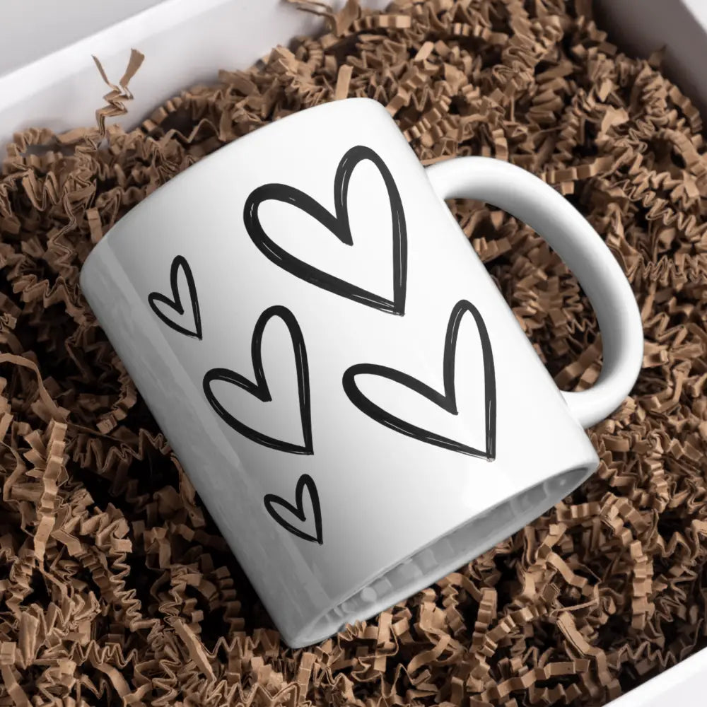 Tasse cœur noir minimaliste vue de face — mug céramique 330 ml nord de France