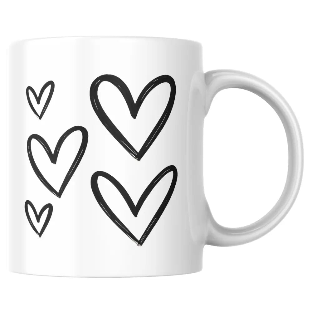 Mug cœur noir minimaliste | Cadeau design épuré
