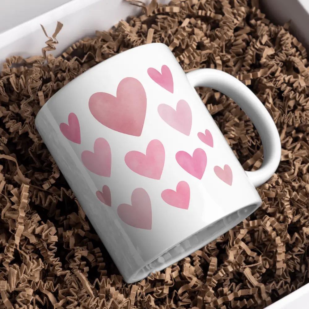 Tasse cœur rose romantique vue de face — mug céramique 330 ml nord de France