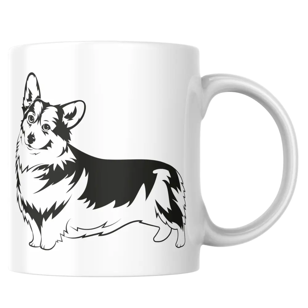 Mug corgi noir et blanc – tasse en céramique personnalisable – Instant Mugs - Mug
