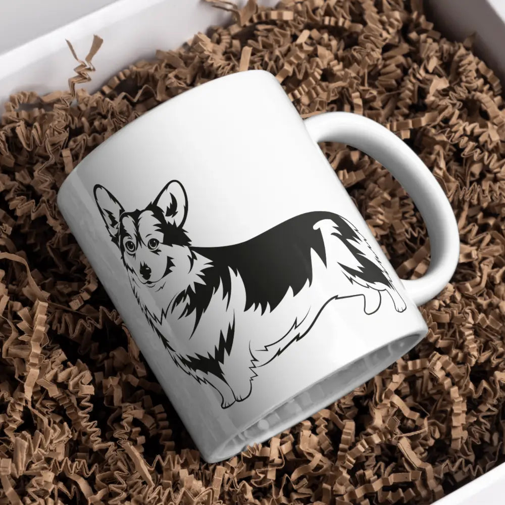 Mug corgi noir et blanc – tasse en céramique personnalisable – Instant Mugs - Mug