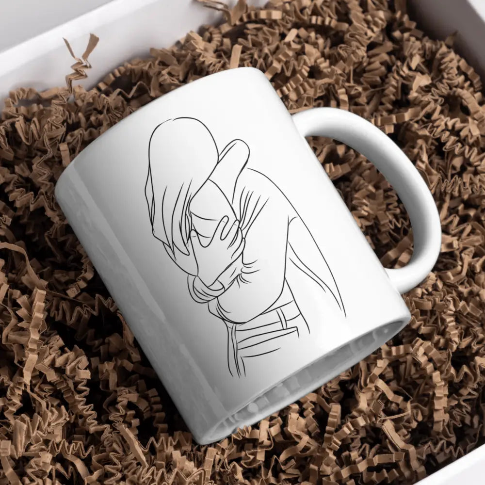 Tasse romantique vue de face — mug couple amour céramique 330 ml cadeau Saint-Valentin