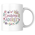 Mug Cousine Adorée – Tasse illustrée florale