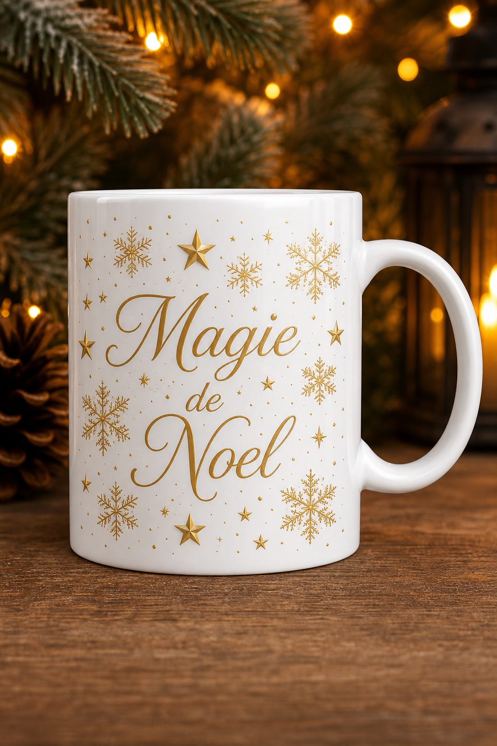 Mug de Noël étoiles : un cadeau personnalisé chaleureux