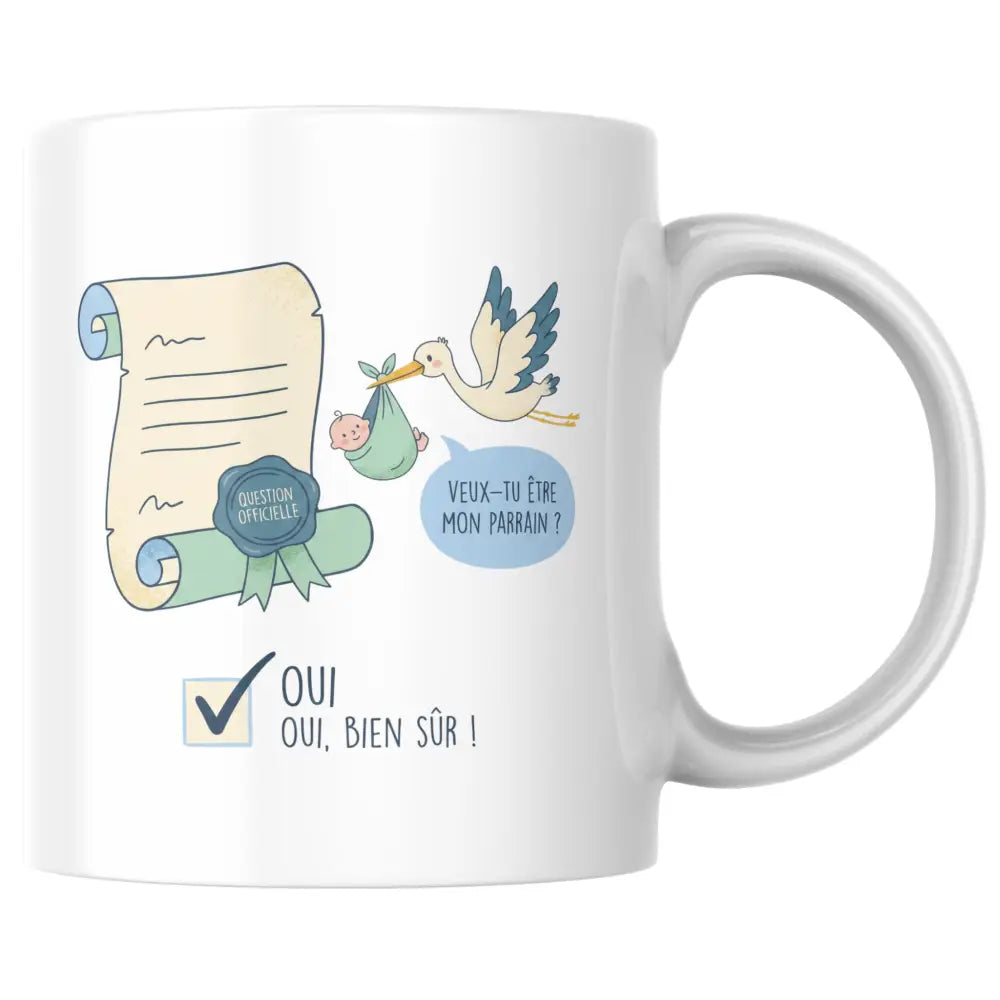 Mug céramique cadeau parrain — mug demande parrain - cadeau annonce naissance artisanal Made in France