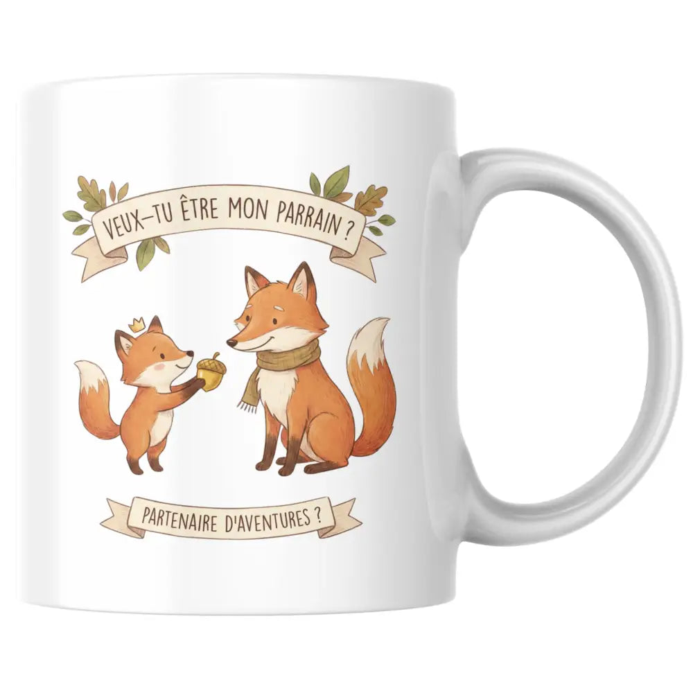 Mug céramique renard illustré — tasse kawaii mignonne artisanale Made in France 330 ml