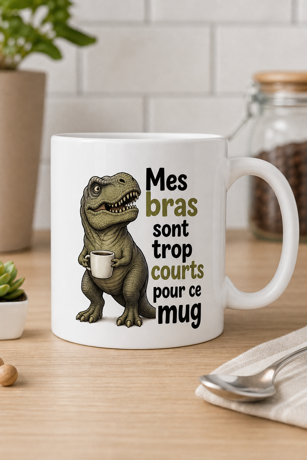 Mug Dino Humour — Un sourire jurassique pour votre pause café