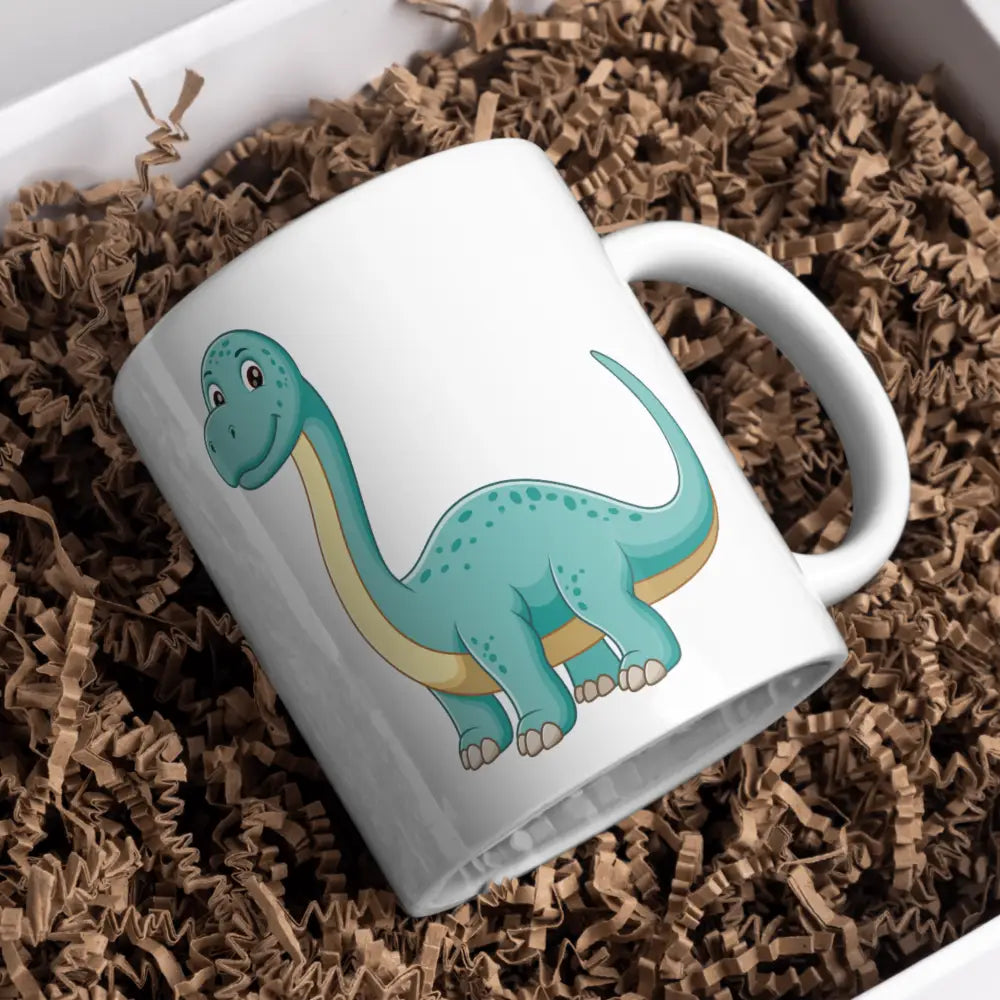Tasse dinosaure vue de face — mug illustré pour amoureux des animaux céramique nord de France