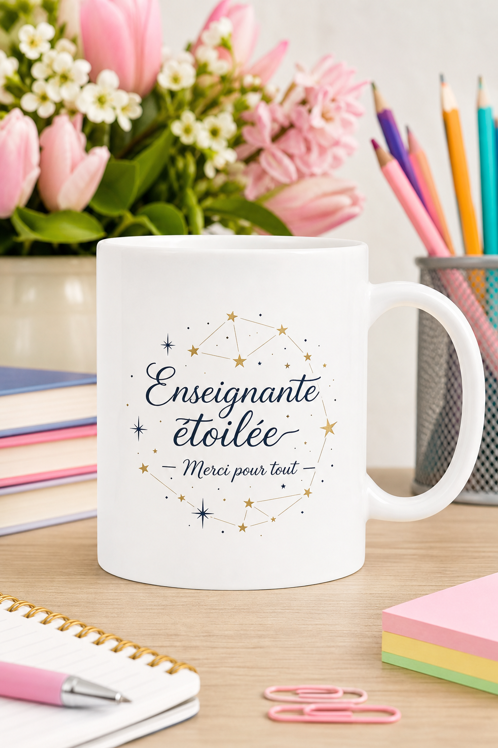 Mug Enseignante Étoile — La reconnaissance qui illumine chaque journée