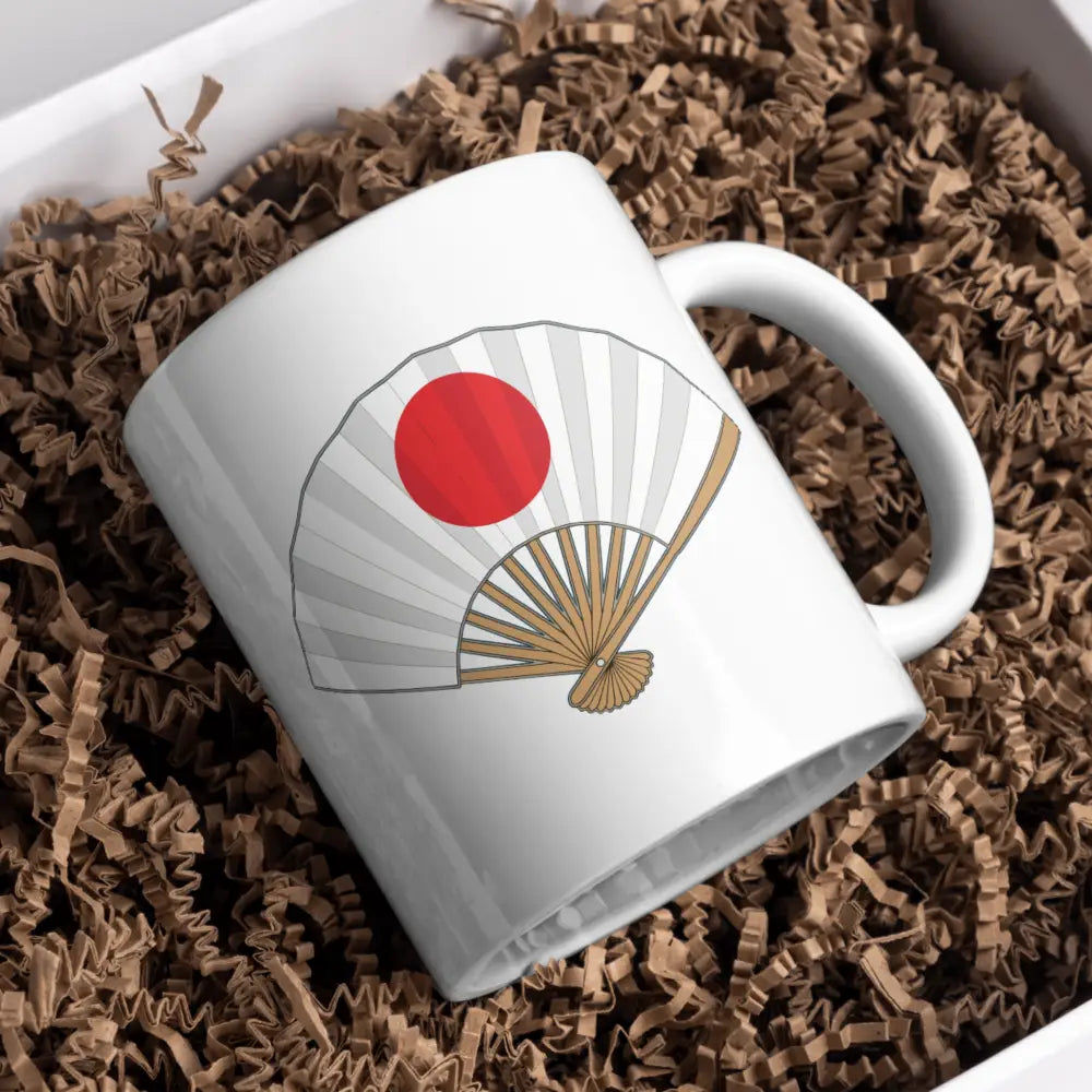 Tasse éventail japonais - en céramique élégant vue de face — mug céramique 330 ml nord de France