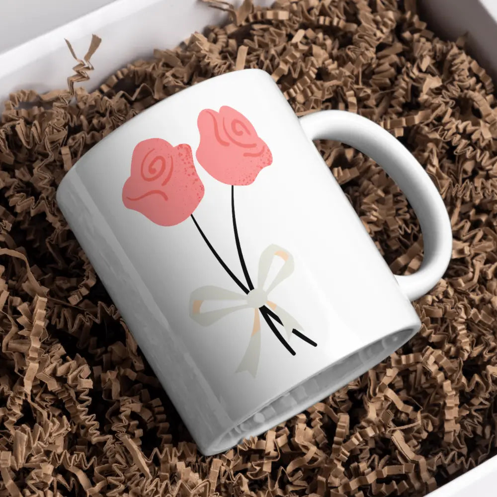 Tasse romantique vue de face — mug couple amour céramique 330 ml cadeau Saint-Valentin