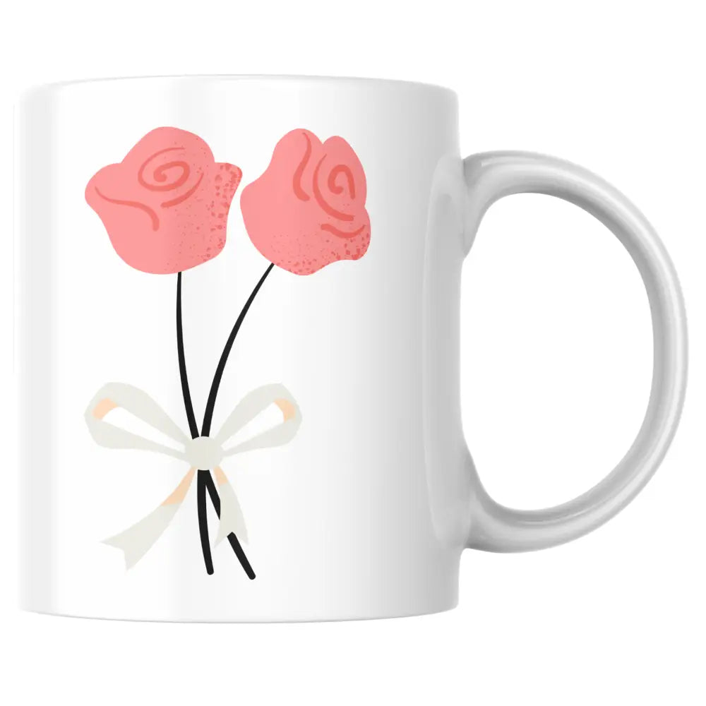 Mug fleurs roses Saint-Valentin personnalisé | Cadeau romantique