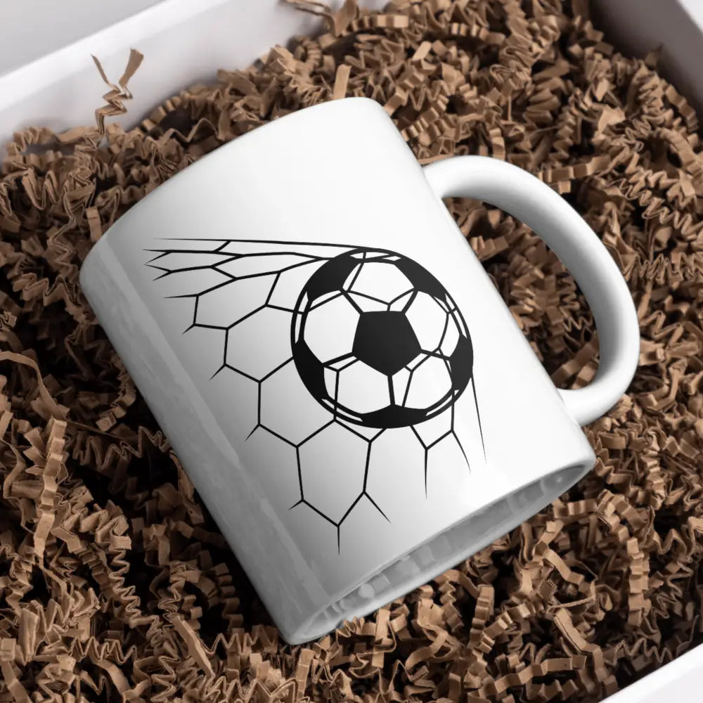Mug football – ballon dans le filet – tasse sport en céramique – Instant Mugs - Mug
