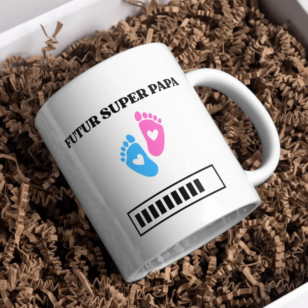Tasse mug futur papa humour grossesse vue de face — mug cadeau bébé en route céramique 330 ml
