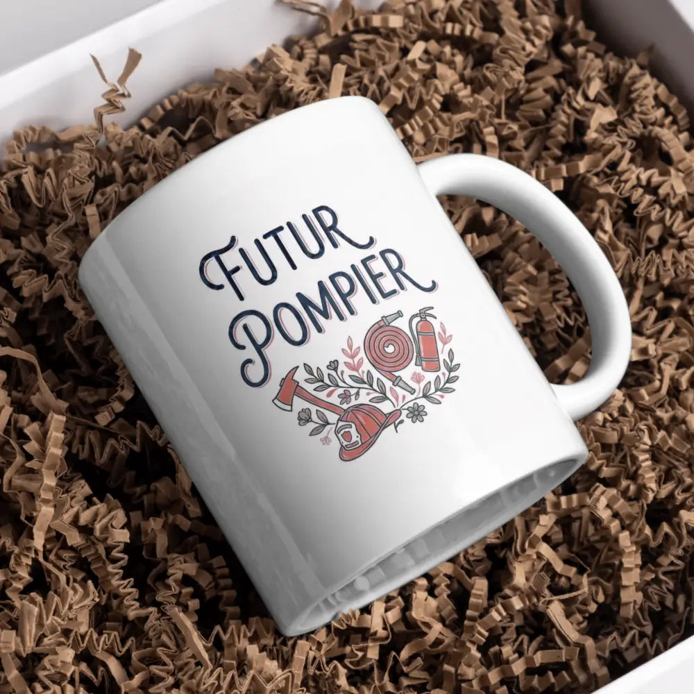 Tasse futur pompier vue de face — mug cadeau profession céramique 330 ml nord de France