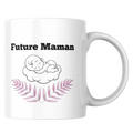 Mug future maman – tasse en céramique bébé nuage et feuilles roses – Instant Mugs - Mug