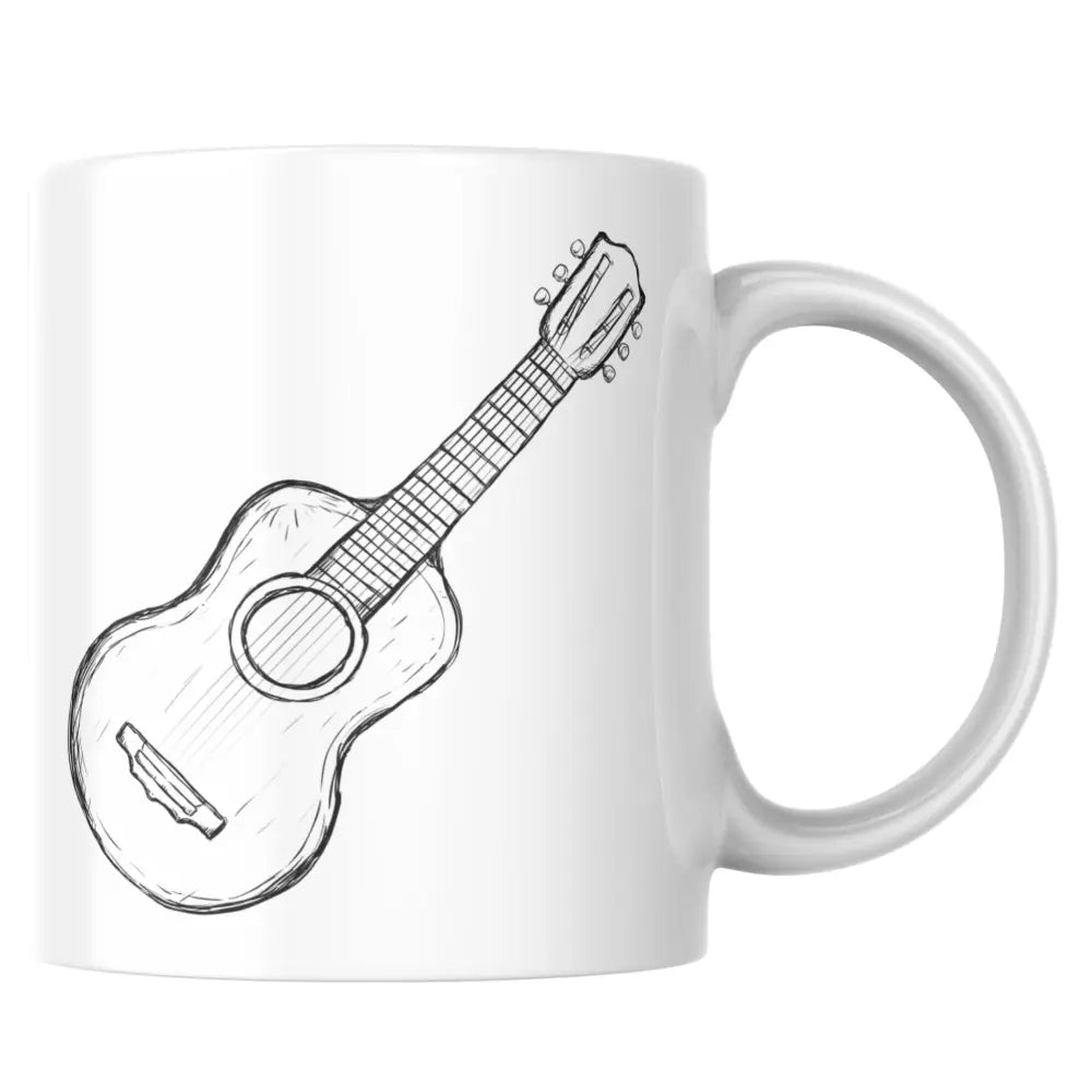 Mug guitare – tasse en céramique design guitare acoustique dessinée