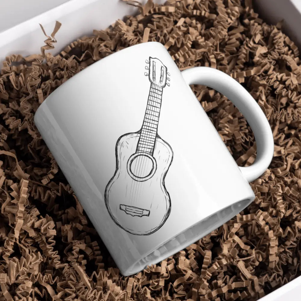 Mug guitare – tasse en céramique design guitare acoustique dessinée – Instant Mugs - Mug