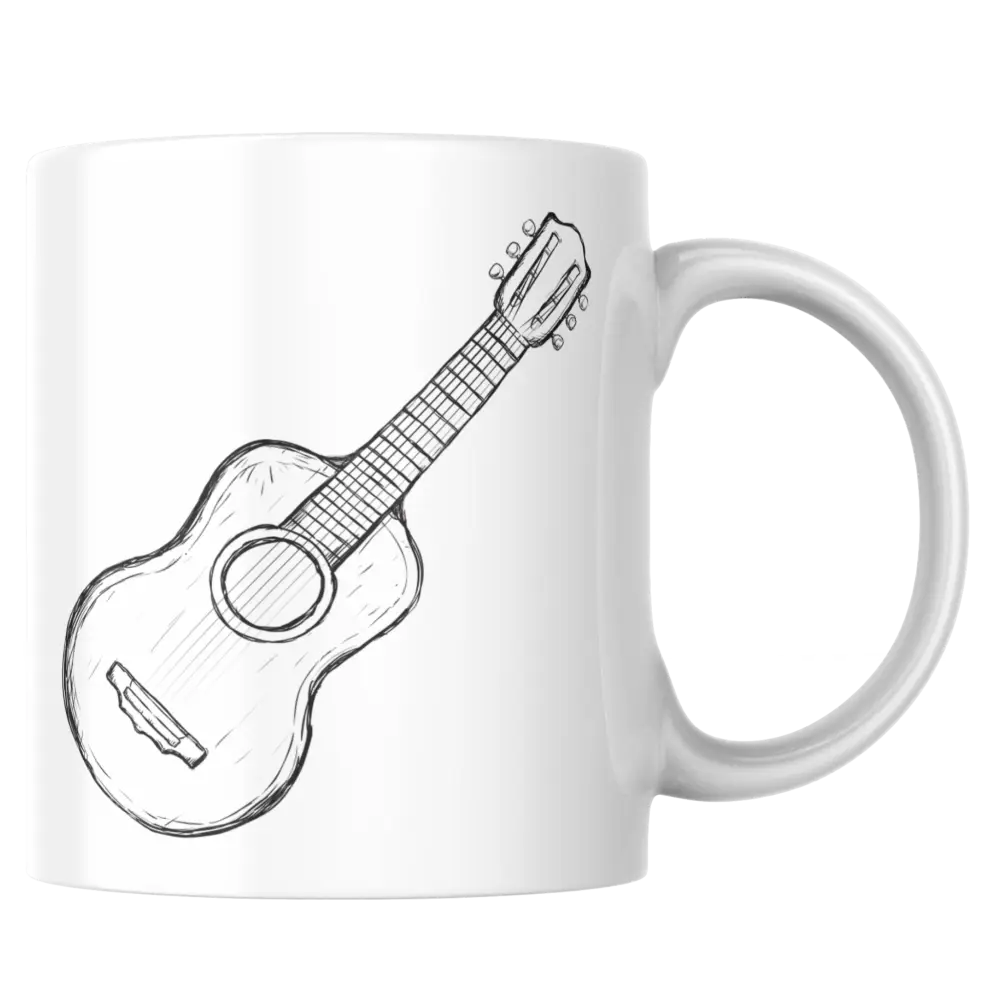 Mug guitare – tasse en céramique design guitare acoustique dessinée – Instant Mugs - Mug