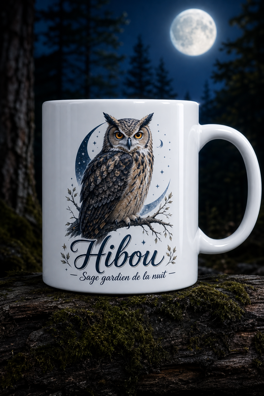 Mug Hibou Sage Nuit — Pour les instants calmes et mystérieux