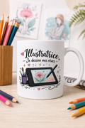 Mug Illustratrice — Un hommage chaleureux à votre créativité unique