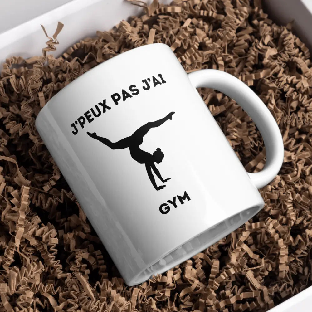 Tasse J'peux pas j'ai Gym vue de face — mug cadeau humour céramique 330 ml artisanal