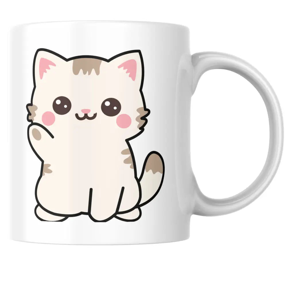 Mug céramique chat illustré — tasse kawaii mignonne artisanale Made in France 330 ml