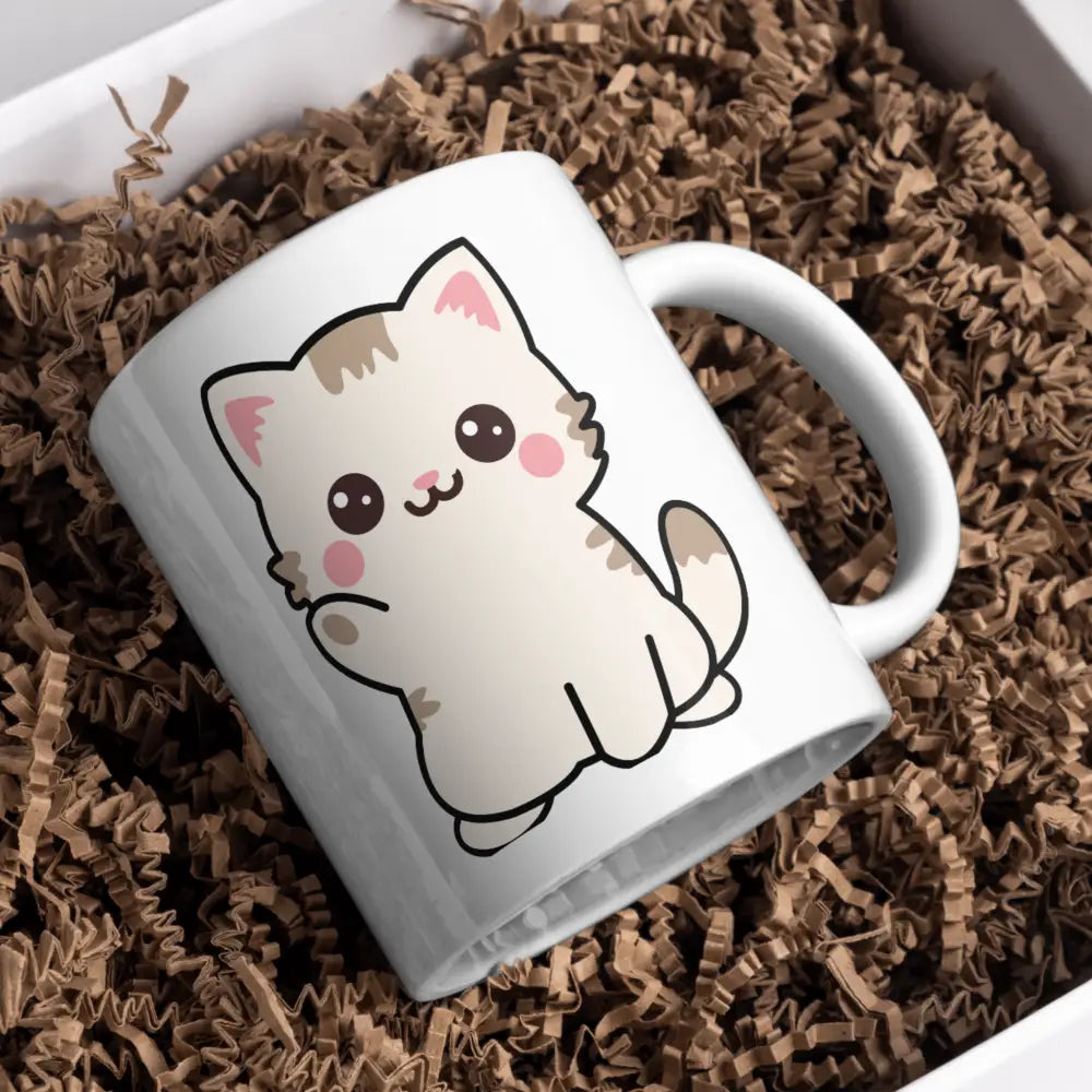 Mug kawaii chat crème – tasse en céramique mignonne – Instant Mugs - Mug