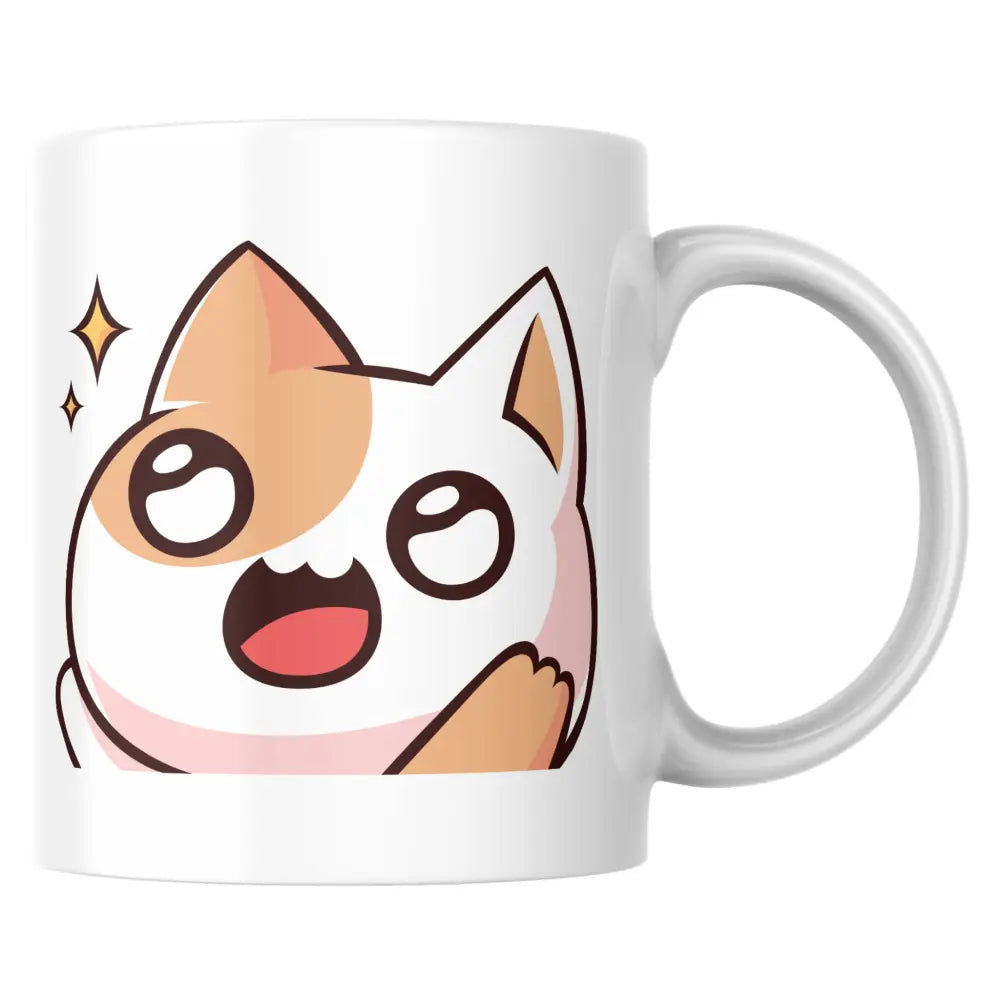 Mug céramique chat illustré — tasse kawaii mignonne artisanale Made in France 330 ml