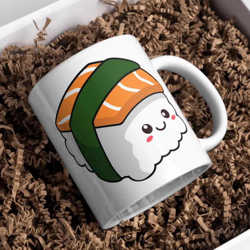 Mug céramique kawaii sushi — tasse mignonne japonaise illustrée personnalisable artisanale Made in France