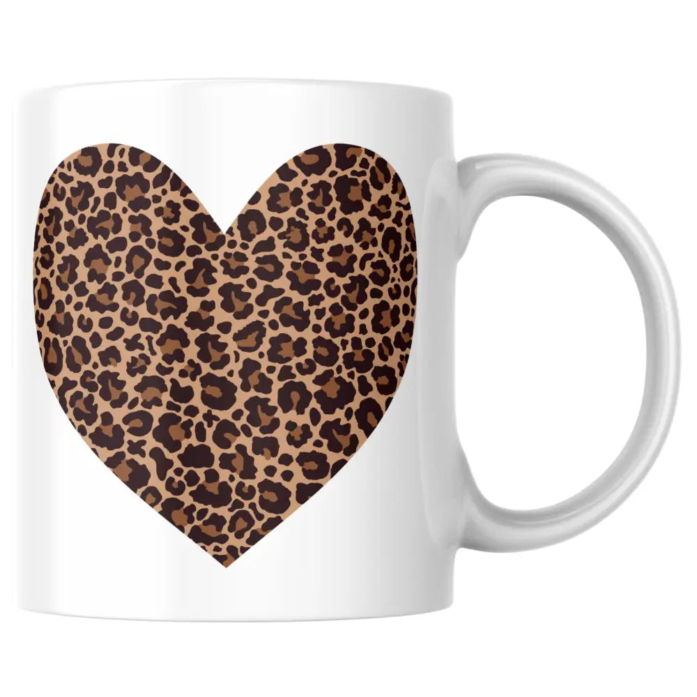 Mug céramique léopard cœur personnalisable — tasse illustrée artisanale Made in France