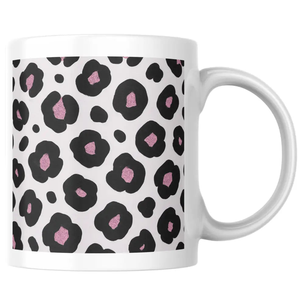 Mug céramique léopard rose tendance — tasse illustrée artisanale Made in France