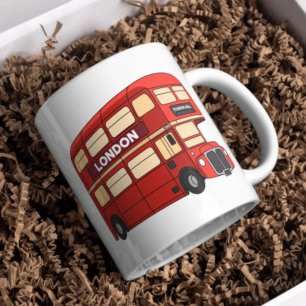Tasse londres — bus rouge iconique vue de face — mug céramique 330 ml nord de France